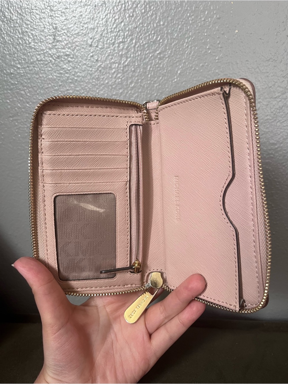 Michael Kors Blush Pink Saffiano Zip Wallet Wristlet - Picture 9 of 11